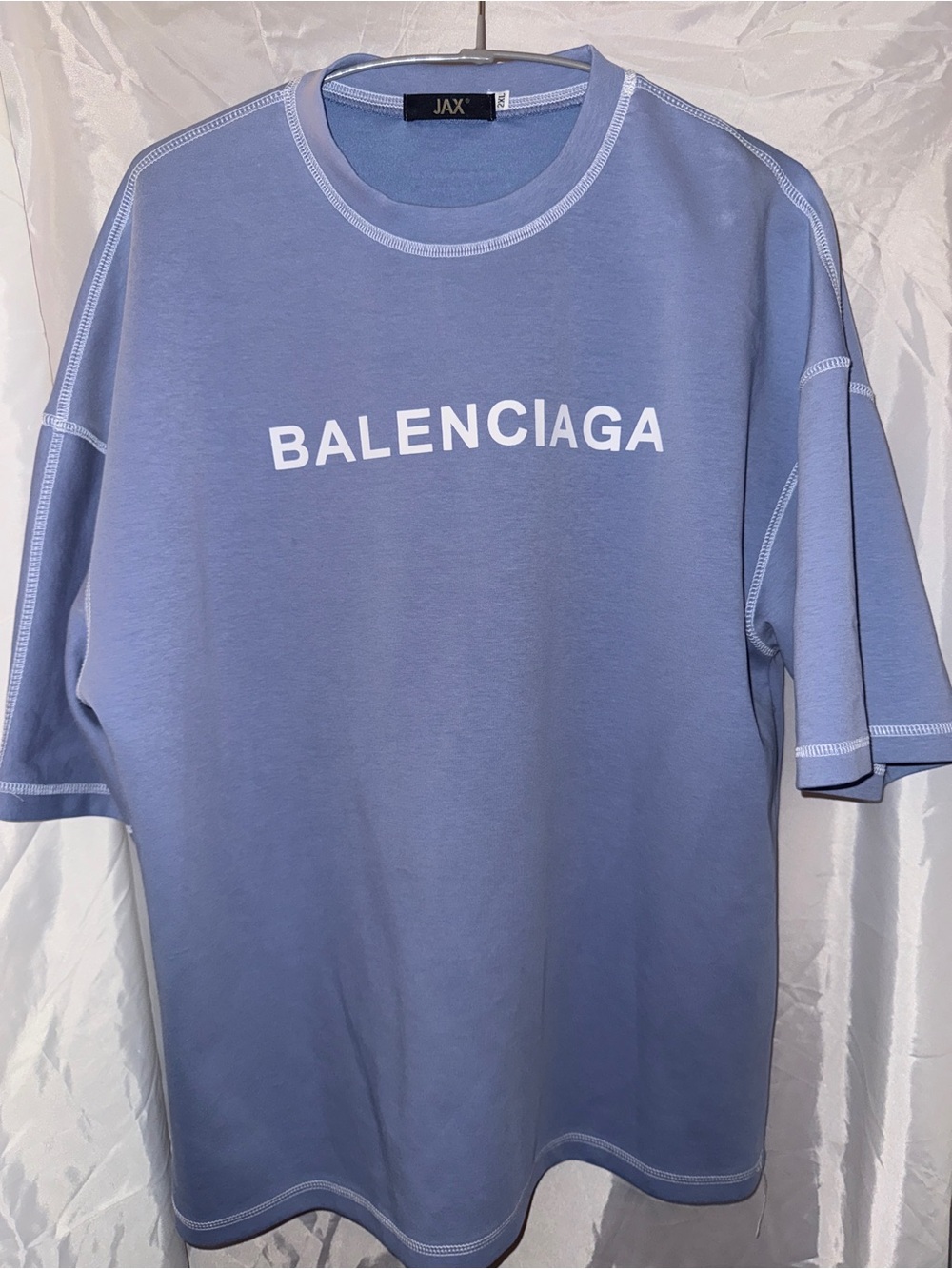 Balenciaga Light Blue Short Sleeve Logo Tee